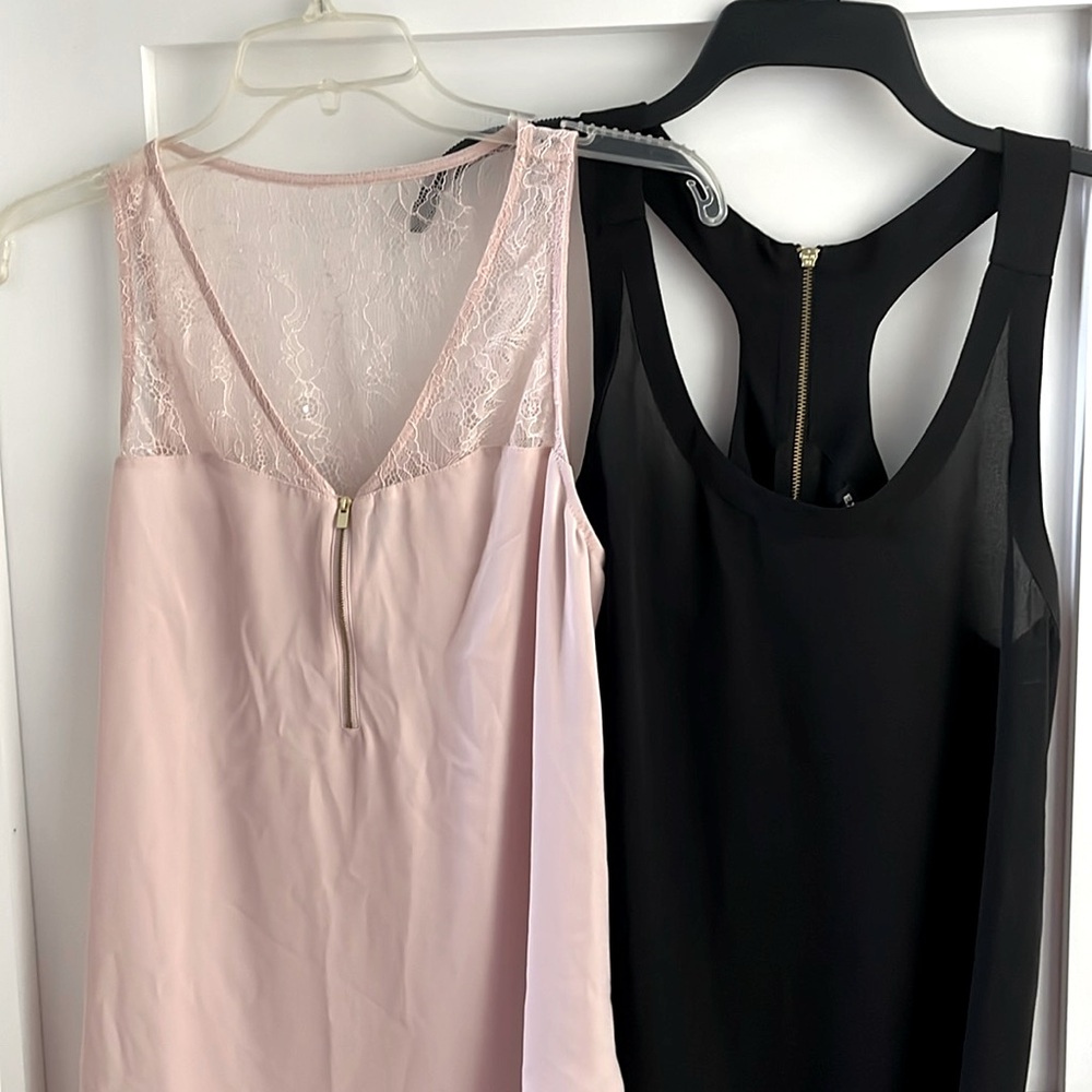 Bundled sleeves silky tank tops.  $12 for both.  Will sell separately $8 each
